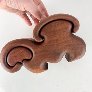 Vintage Fred & Marilyn Buss Zebra Wood Puzzle Jewelry Box Signed 2 Compartments - Picture 1 of 11