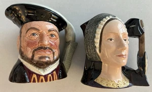 Royal Doulton 4” Toby Jug Henry VIII & 2nd Wife Ann Boleyn 6647 & 6650 1975 - Picture 1 of 9