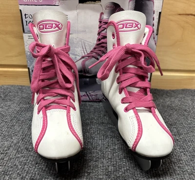 Patins de gelo DBX meninas lâmina dupla tamanho 12J vinil suporte iniciante novo gelo - Imagem 1 de 4