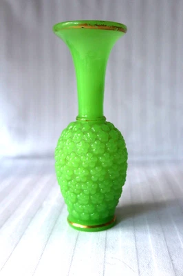 Antique French Baccarat gilt chartreuse green opaline glass vase 1845-1870 - Image 1 of 3