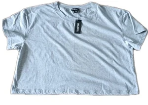 Ladies Grey Boxy Crop Top Size 22 - Picture 1 of 2