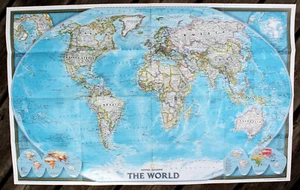 The World / Earth at Night National Geographic Map Nov 2004 - Picture 1 of 4