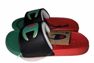 Champion Kids Rasta Black Green Red Super Slide Split Sandals Size - 2 CP101181P - Picture 1 of 4