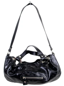 Le Saunda LACK SCHWARZ ECHTLEDER KLASSISCHE UMHÄNGETASCHE HANDTASCHE SCHULTERTASCHE - Bild 1 von 16