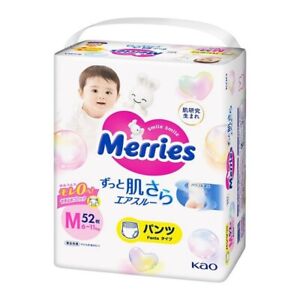 Merries Baby Pant Diaper, Soft Touch Super Absorbent, Size M 52 Pieces (6-11kg)