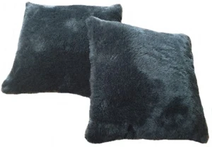Set of 2 Luxury Faux Fur Scatter Cushions, Grey Badger - COMPLETE WITH INNERS - Picture 1 of 1