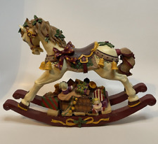 Large Vintage Musical Christmas Rocking Horse Sculpted Figurine Santa Toys