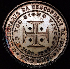 Portugal 200 Reis 1898 Carlos I 400th Anniversary Discovery of India KM# 537 - Picture 1 of 2