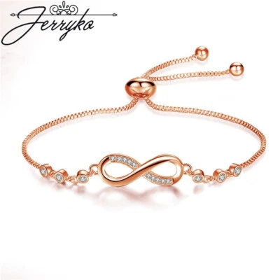 Damen Armband Unendlichkeit Echt 925 Silber Zirkon Frauen Kette Schmuck Geschenk - Bild 1 von 4