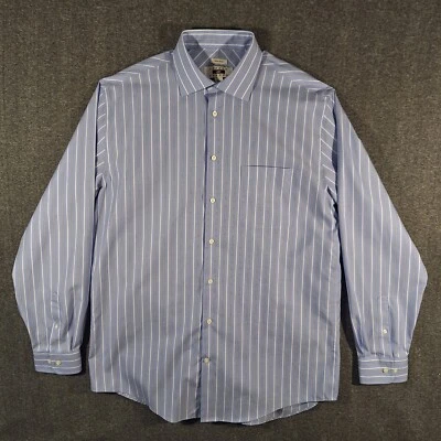 Camisa de vestir Joseph Abboud para hombre 17 36/37 alta abotonada manga larga azul a rayas Foto 1 de 4