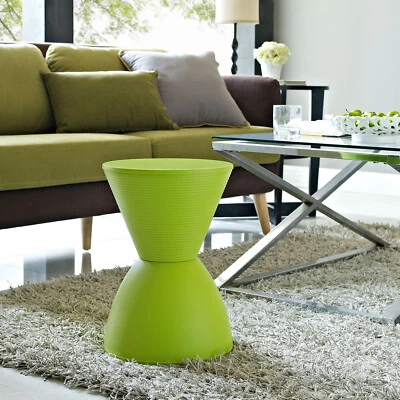 Contemporary Modern Hourglass PP Plastic Green Accent Side Table Storage Stool - Image 1 of 4