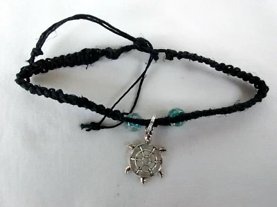 Anklet Natural Macrame braided Hemp Beaded Unisex 8-12" Boho USA Seller New - Image 1 of 4