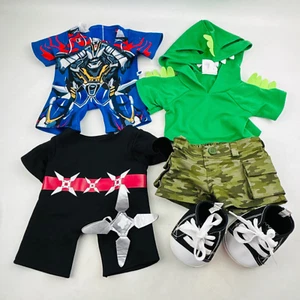 Build A Bear Clothing Lot Hooded Dino Tee Camo Shorts Sneakers Ninja Transformer - Picture 1 of 6