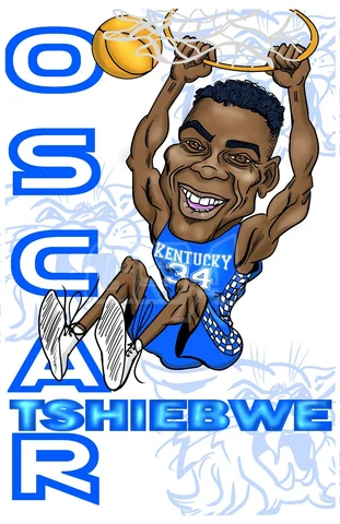 Original Caricature poster of Oscar Tshiebwa- Kentucky Basketball Cover