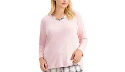 CHARTER CLUB Plus Size Mixit Pajama Top Pink Size 2X - Image 1 of 4