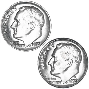 1972 P D Roosevelt Dime BU 2 Coin Year Set - Picture 1 of 5