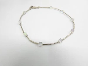 Artison Made With Swarovski AB Crystal Cube Liquid Silver Linked Fußkettchen Vintage - Bild 1 von 3