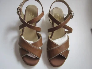 Sandalias Tom Tailor camel marrón plata sisal tacón de cuña talla 39 - Imagen 1 de 3