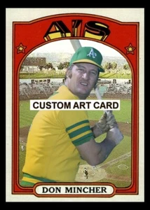 Don Mincher Oakland Athletics A's 1972 Custom Made Baseball Art Card - Picture 1 of 2