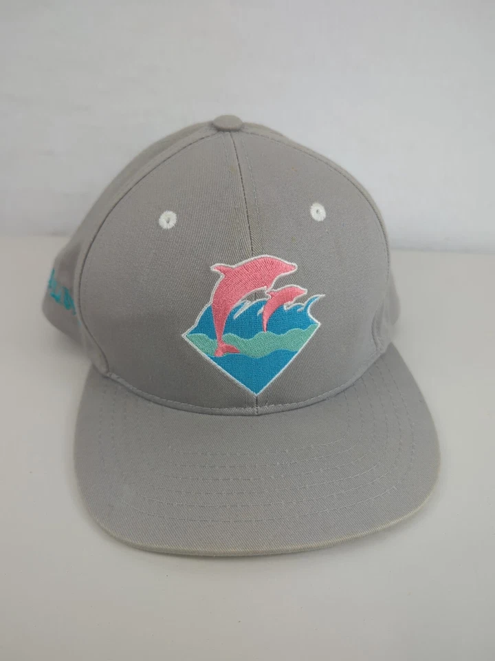 Rosa + Delfín "NuNu" Gris Sombrero Gorra de Pelota Snapback Dolphin Wave Logo  Foto 1 de 4
