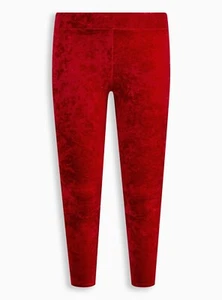 Torrid Full Length Waist Crushed Velvet Legging Red 2 2X 18 20 #H58395 - Picture 1 of 3