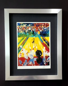 LEROY NEIMAN + 1980's VINTAGE SIGNED PRINT FRAMED + " BOWLING " - Picture 1 of 3