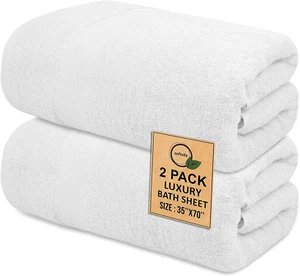 100% Cotton Luxury Bath Sheets - 35" X 70" - 600 GSM Cotton Towels for Bathroom - Picture 1 of 9
