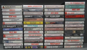 LOT (57) Rock Pop Cassette Tape Aerosmith ZZ Top David Bowie Billy Idol VTG 80s - Picture 1 of 24