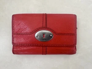 Fossil Maddox Multifunction Clutch Scarlet Red Leather Wallet Rare - Picture 1 of 4