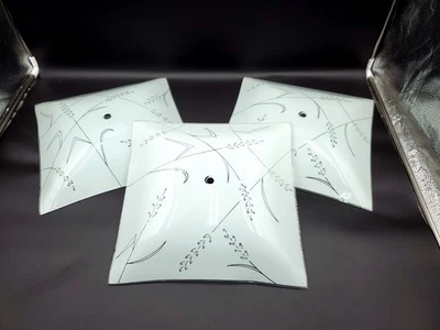 Lote de 3 Cubierta de Luz de Techo Cuadrada de Vidrio Sombra Trigo Esmerilado 11"x11" Foto 1 de 4