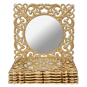 12" Gold Charger Plates Set of 6, Mirror Charger for Dinner Plates, Plastic P... - Bild 1 von 7