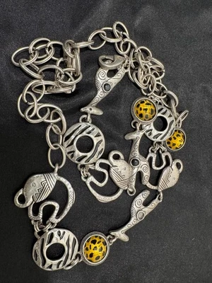 Cinturón Chico's Animal Safari Metal Cadena Eslabón Ajustable Talla Única Esmalte Plateado Foto 1 de 4