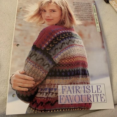 VINTAGE CREATIVE NEEDLES KNITTING PATTERN - FAIR ISLE FAVOURITE  IN ARAN YARN - Image 1 of 4