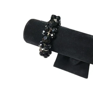 Schweres Vintage Armband schwarz facettenreich Glasperlen - Bild 1 von 4