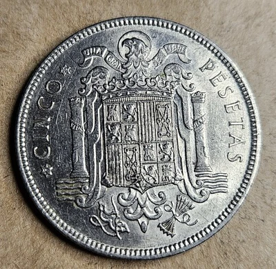 España Cinco 5 Pesetas - 1949 (50) - Moneda Níquel - Moneda Mundial - KM# 778 - Española Foto 1 de 2