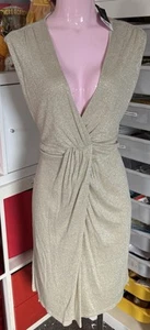 Ladies Glittery Gold Wrap Dress With Belt By Dorothy Perkins Size 18 - Picture 1 of 6