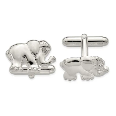 Sterling Silver CZ Elephant Cuff Links - Image 1 of 2