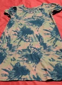 Girl's size 10/12 SO brand aqua Tie-Dye short-sleeved dress - Picture 1 of 2