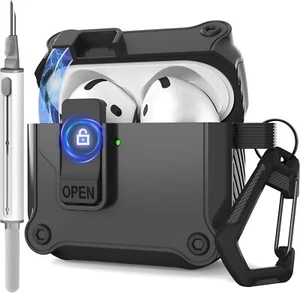 Lock Case for AirPods 4 Shock-Proof Protective Hard,with Keychain for Apple 4gen - Picture 1 of 6