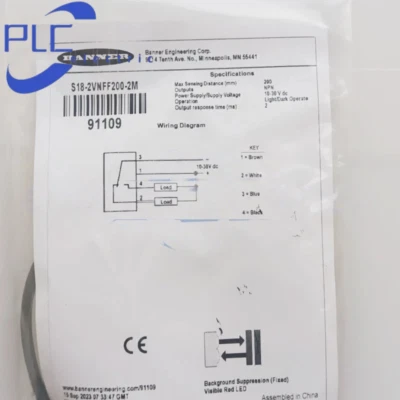 Banner S18-2VNFF200-2M Photoelectric sensor switches brand new free shipping - Image 1 of 2