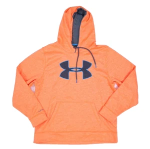 Under Armour Mens Orange Long Sleeve Large Logo Loose Fit Pullover Hoodie L - Picture 1 of 11