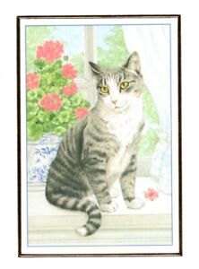 Tabby Gray Kitty Cat Kitten In The Window Flowers Note Cards - Set of 6