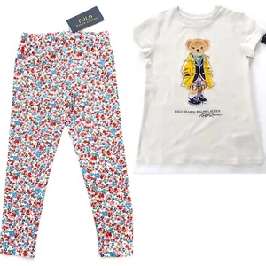 NWT, Girls Ralph Lauren Set of 2. Floral Leggings + Polo Bear Tee. Size 5 - Picture 1 of 3
