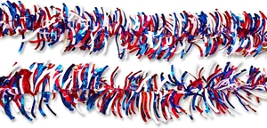 Patriotic Garland Decorations (2 Pack, 9 Ft Each) - Tinsel in Metallic Red White - Picture 1 of 5