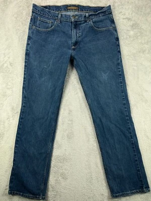 Jeans masculino SAVANE 36x32 azul perna reta jeans azul lavagem de pedra desgastado - Imagem 1 de 4