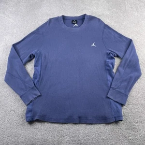 Air Jordan Shirt Mens XL Blue Thermal Waffle Knit Jumpman Logo Long Sleeve - Picture 1 of 12