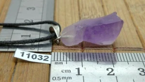 pendentif pointe AMETHYSTE + cordon reglable mineraux lithotherapie pierre brute - Picture 1 of 3