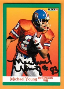 Michael Young Denver Broncos AUTO signed 1991 Fleer UCLA Bruins 16M - Bild 1 von 2