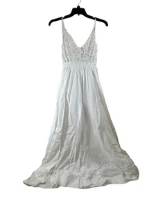 RAGA Maxi Dress White With Lace Crochet Top Medium Cotton NWT Anthropology - Picture 1 of 10