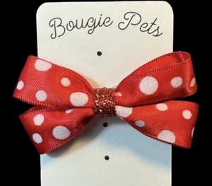 Red And White Polka Dot Bougie Pets Bow New Accessory - Picture 1 of 3